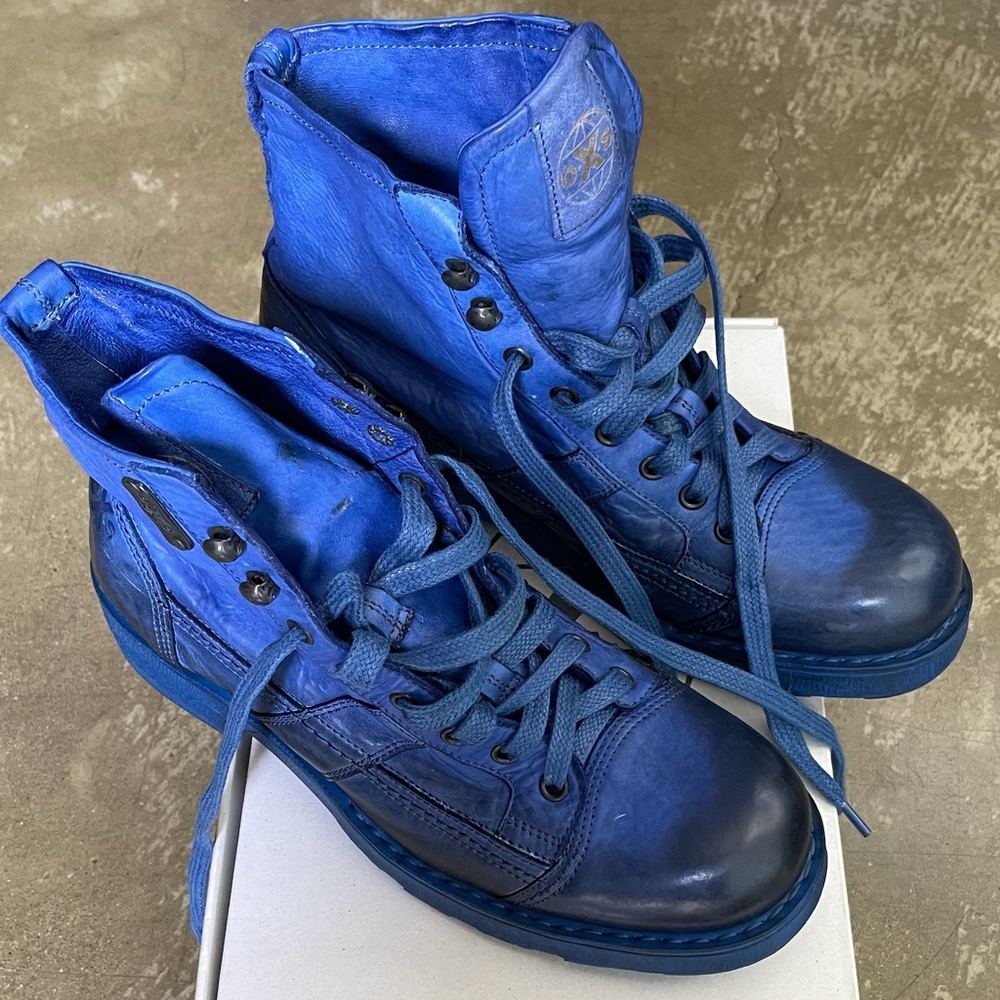 Oxs brand Italian handmade Cool Blue leather boots
